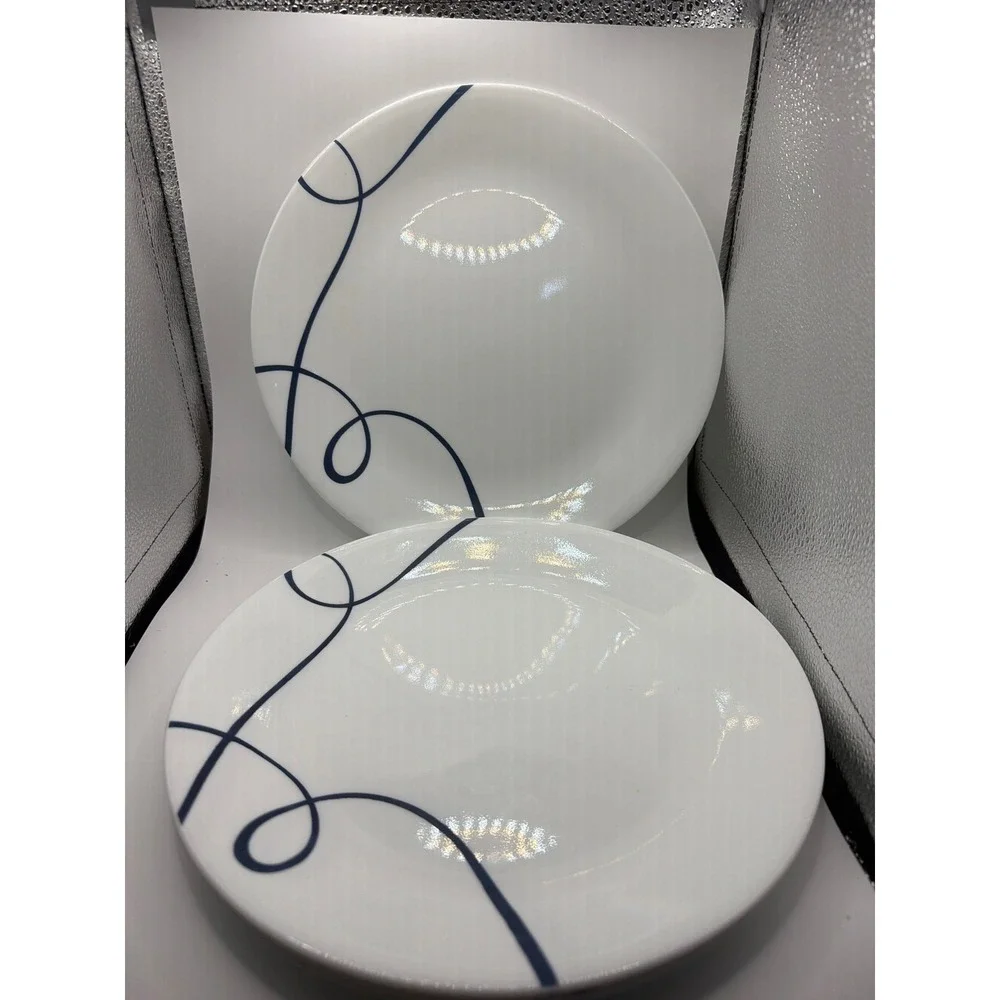 4 Corelle LIA Navy Blue Swirl 10 1/4